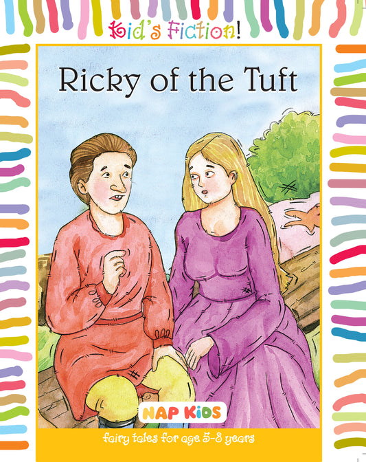 Book cover of 'Ricky of the Tuft' with two characters sitting on a bench, colorful border, and 'NAP Kids' branding.